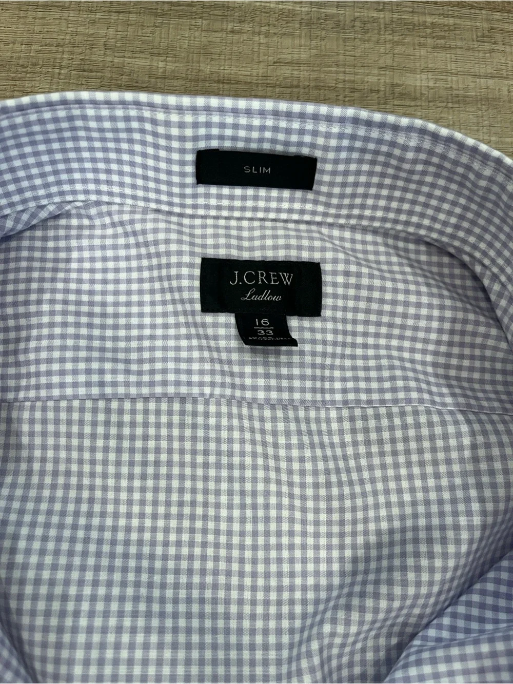 J. Crew Ludlow Men’s 16-33 Slim Dress Shirt Purple Gingham